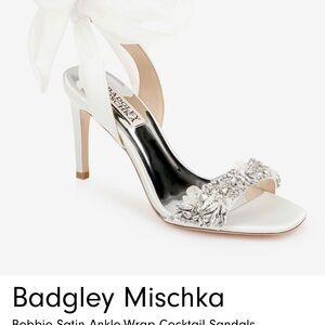 Badgley Mischka Satin Sandals with Crystal Embellishments